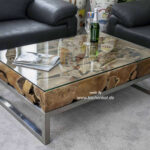 Couchtisch Aus Altholz Mit Edelstahl Und Glas – Der Tischonkel Within Couchtisch Glas Holz