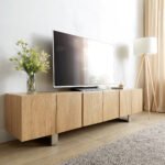 Lowboard Live Edge 220Cm Eiche Massiv 6 Türen Tv Board | Delife With Regard To Lowboard Eiche Massiv