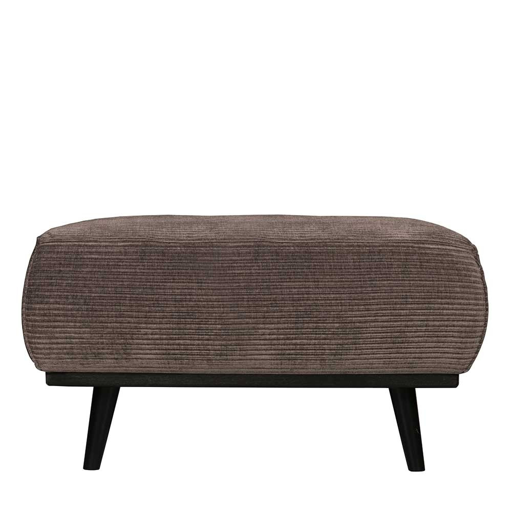 Wohnzimmer Hocker In Taupe Strukturstoff Und Schwarz Birkenholz in Wohnzimmer Hocker